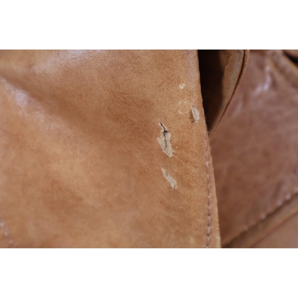 Vintage Robert Lewis Leather Coat Mens 42 Brown Glazed Lambskin Overcoat 70s - Picture 9 of 12